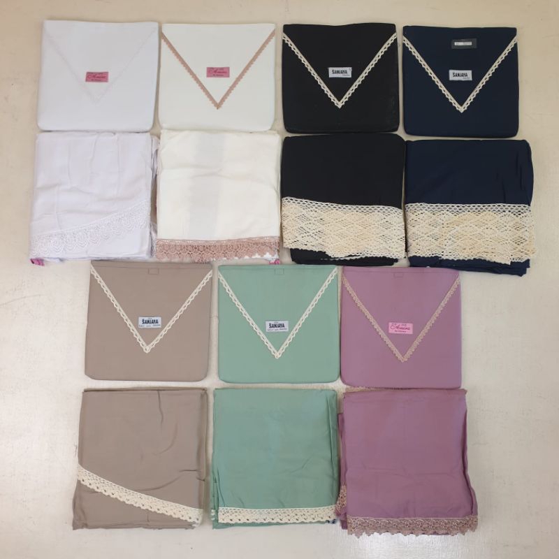 Mukena Dewasa Setelan AMIRA by SANJAYA Mukena Polos Renda Bahan Rayon