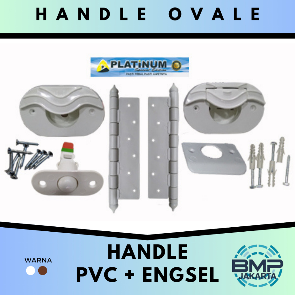 Kunci Selot Bulat Oval Handle Selop PVC otomatis grandel/ Part Pintu PVC Kamar Mandi/ Handle Pintu