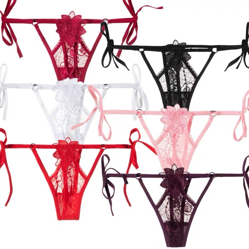G String Wanita Sexy Hot Bunga Thong/Tali Samping Celana dalam C188