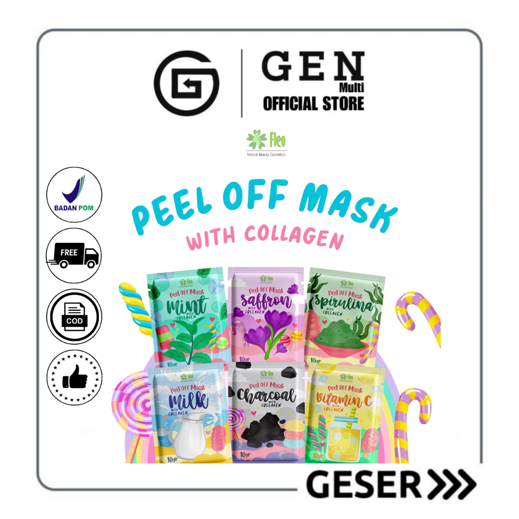 GEN - [BPOM] Masker Peel Off Fleo 10gr / Masker Wajah Anak / Peel Off Fleo Vit C