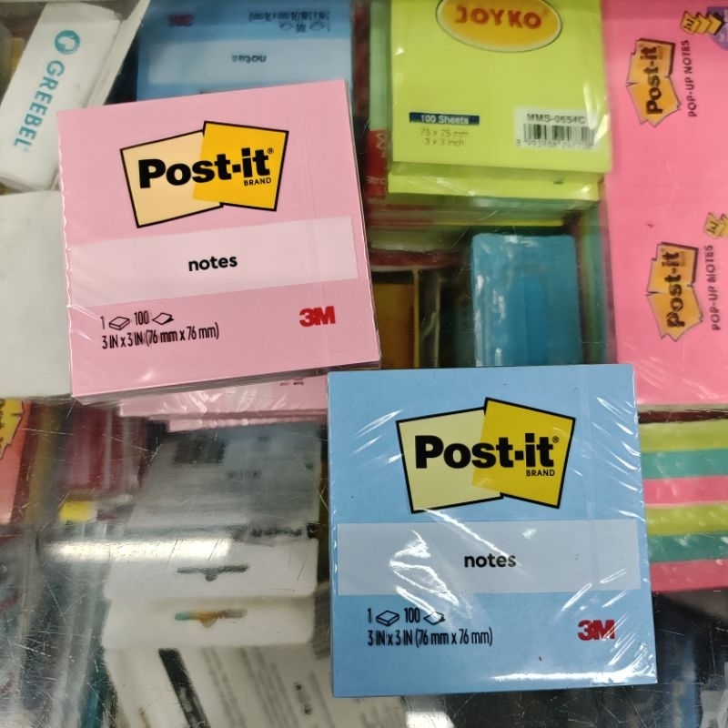 

post it / sticky notes 654 3M warna merah dan biru (1 pad / 100 pcs)