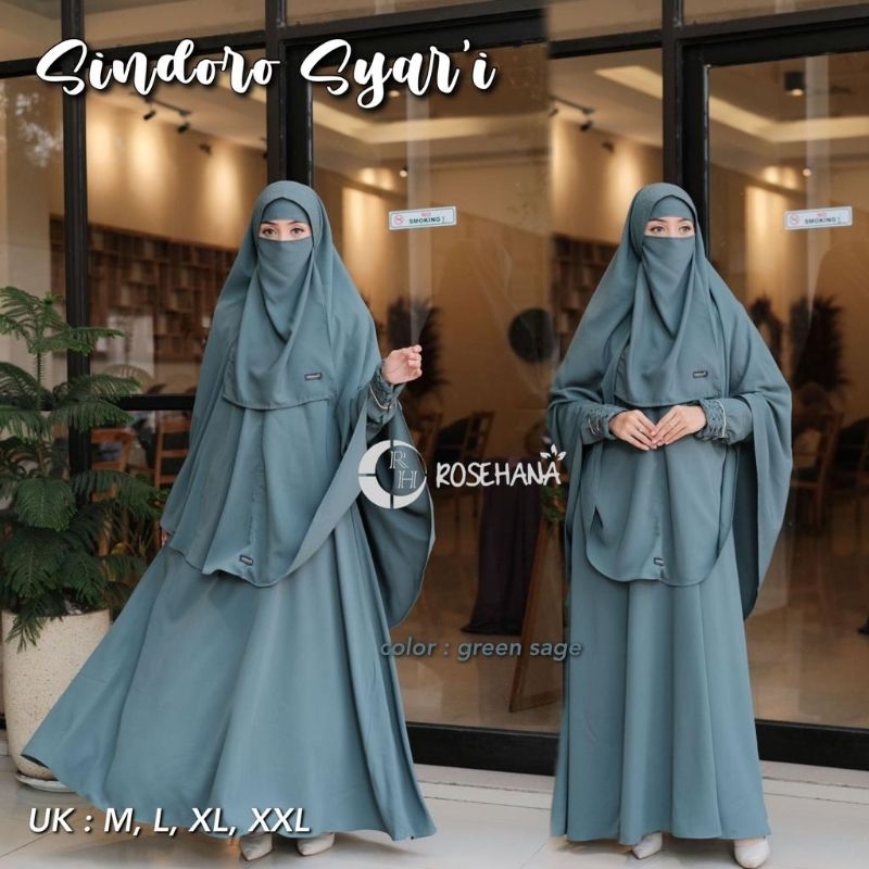 Gamis Syari Polos Set Cadar Gamis Sindoro Plus Hijab Jumbo Polos Gamis Busui Wolfis