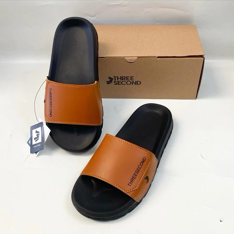 SANDAL SELOP PRIA THREE SECOND / 3 SECOND ORIGINAL SENDAL SLIDE KULIT ASLI SANDAL SLOP ANTI SLIP