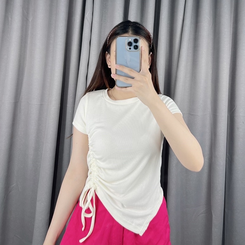 Scrunch rib top | atasan rib kerut | Scrunch rib top wanita