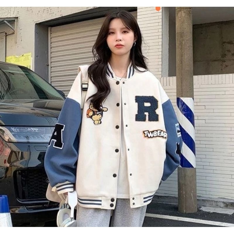 JACKET VARSITY OVERSIZE WANITA R TW BASEBALL