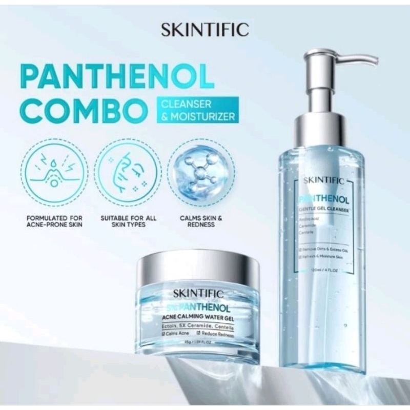 Paket skintific Pathenol Gel Cleanser 120ml & skintific 5% panthenol acne Calming Water gel 45gr