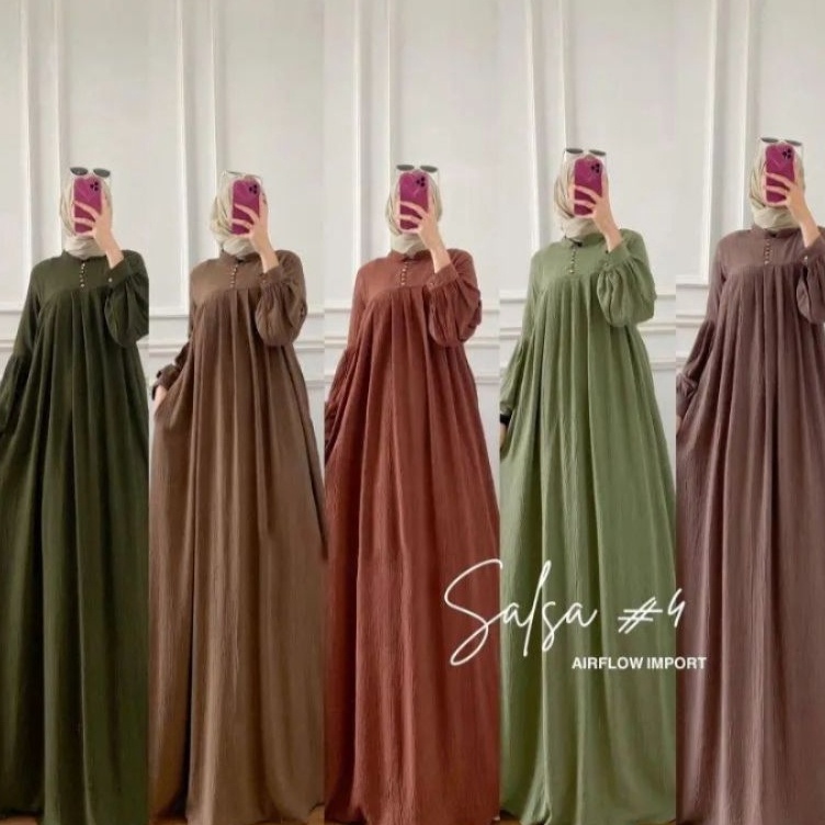 Memang Keren trxD8p3O GAMIS SALSA JUMBO CRINKLE AIRFLOW LD 12cm PB 14cm  DRESS CRINKLE  GAMIS CRINKL