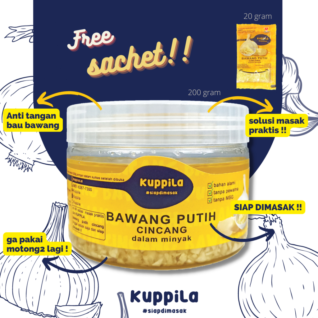 

KUPPILA BAWANG PUTIH CINCANG DALAM MINYAK JAR 200g