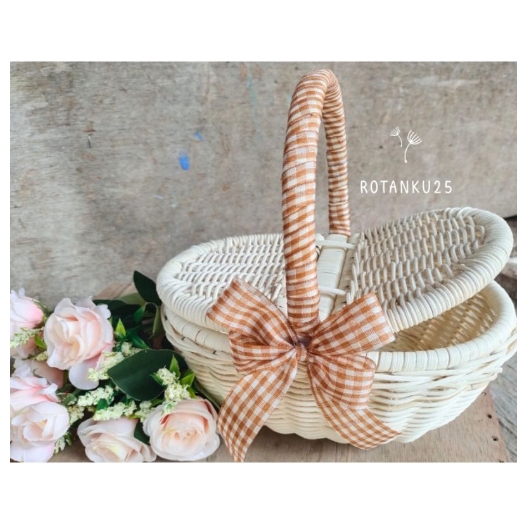 keranjang piknik / keranjang piknik pita / keranjang piknik rotan /keranjang rotan
