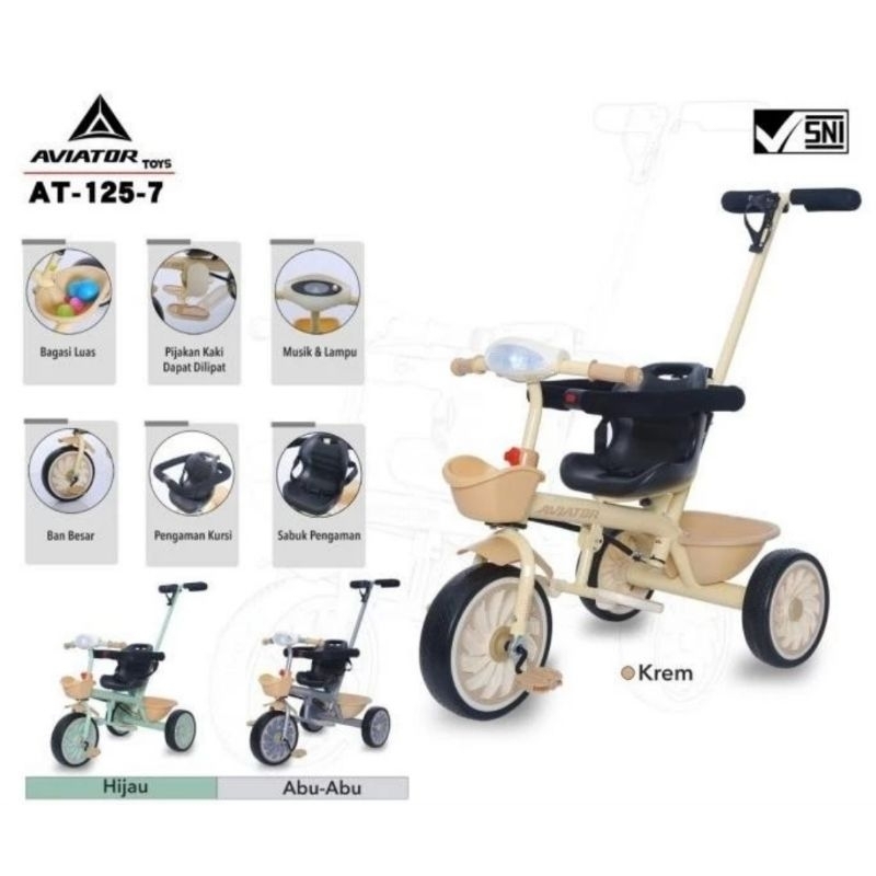 Sepeda Anak Roda Tiga Aviator AT 308-7 / 105-7 / 125-7 Dorongan Bel Keranjang AT-105-7 AT105-7 Tricy