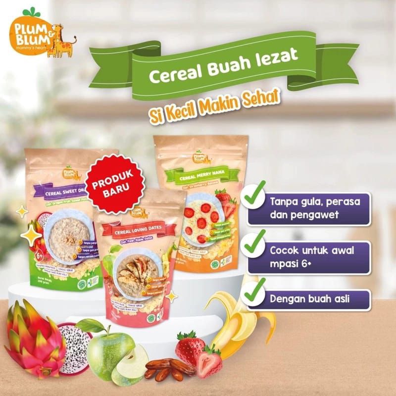 

plum n blum cereal buah aman untuk usia 6bln+