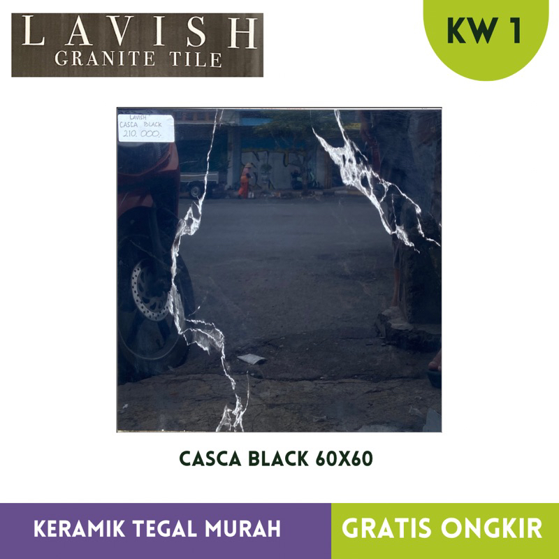 Granit Hitam 60x60 motif KW 1 super gloss Casca Black