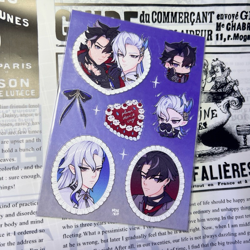 

Genshin Impact Wriothesley Neuvilette Wriolette Clear Sticker Sheet