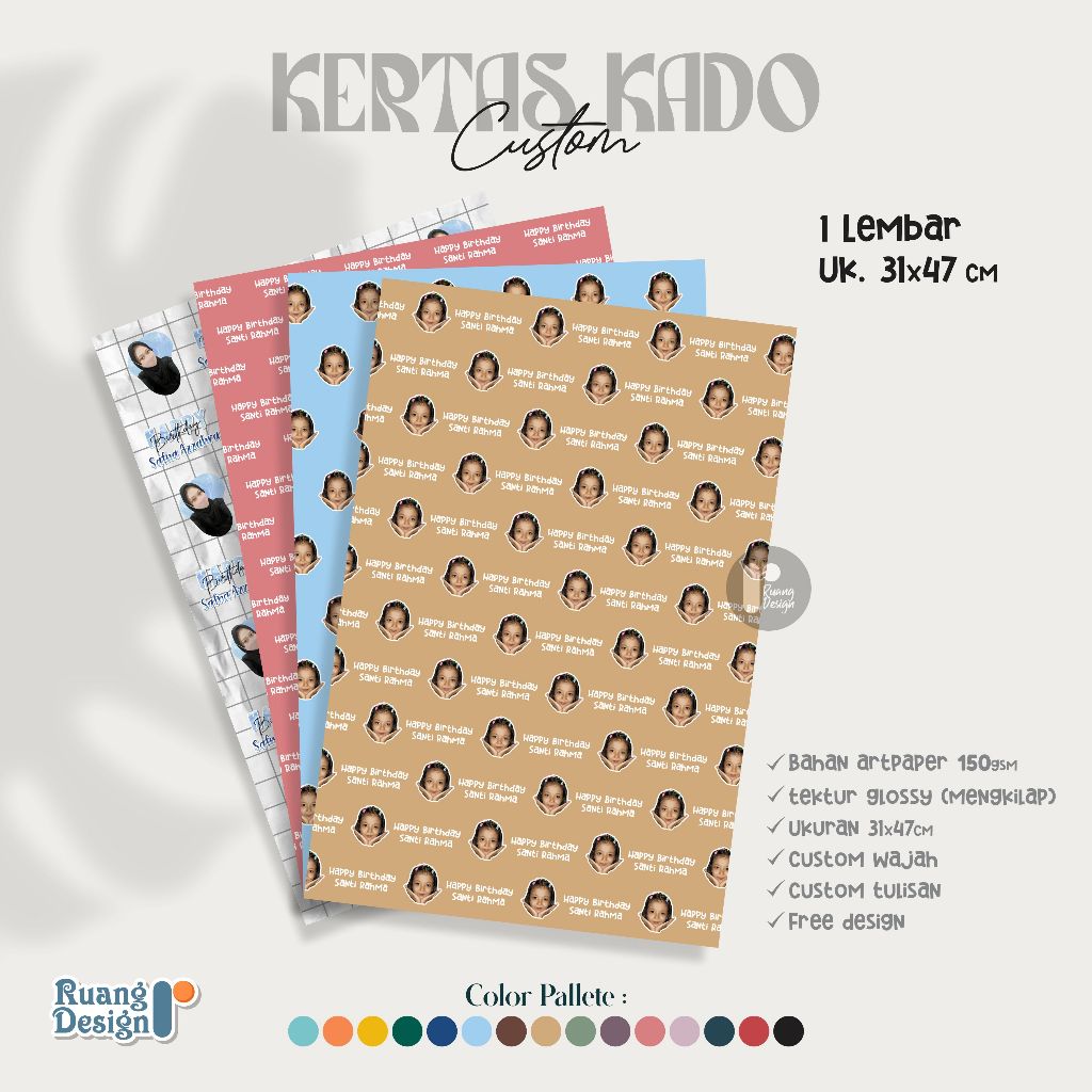 

KERTAS KADO CUSTOM FOTO AESTHETIC / BUNGKUS KADO / WRAPPING PAPER (A3+)