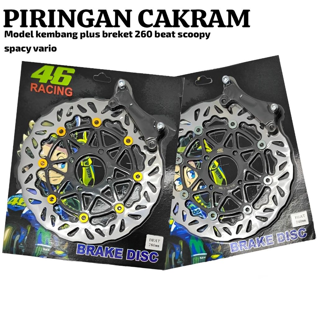 Piringan cakram depan 260mm plus breket model daytona PNP beat vario scoopy spacy dll WJY555