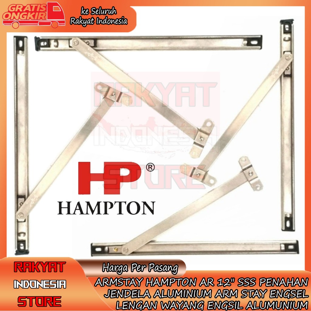 Penahan Jendela Armstay Hampton Ar 12 Sss Aluminium Arm Stay 12” Inch Engsel Lengan Stainless In Inc