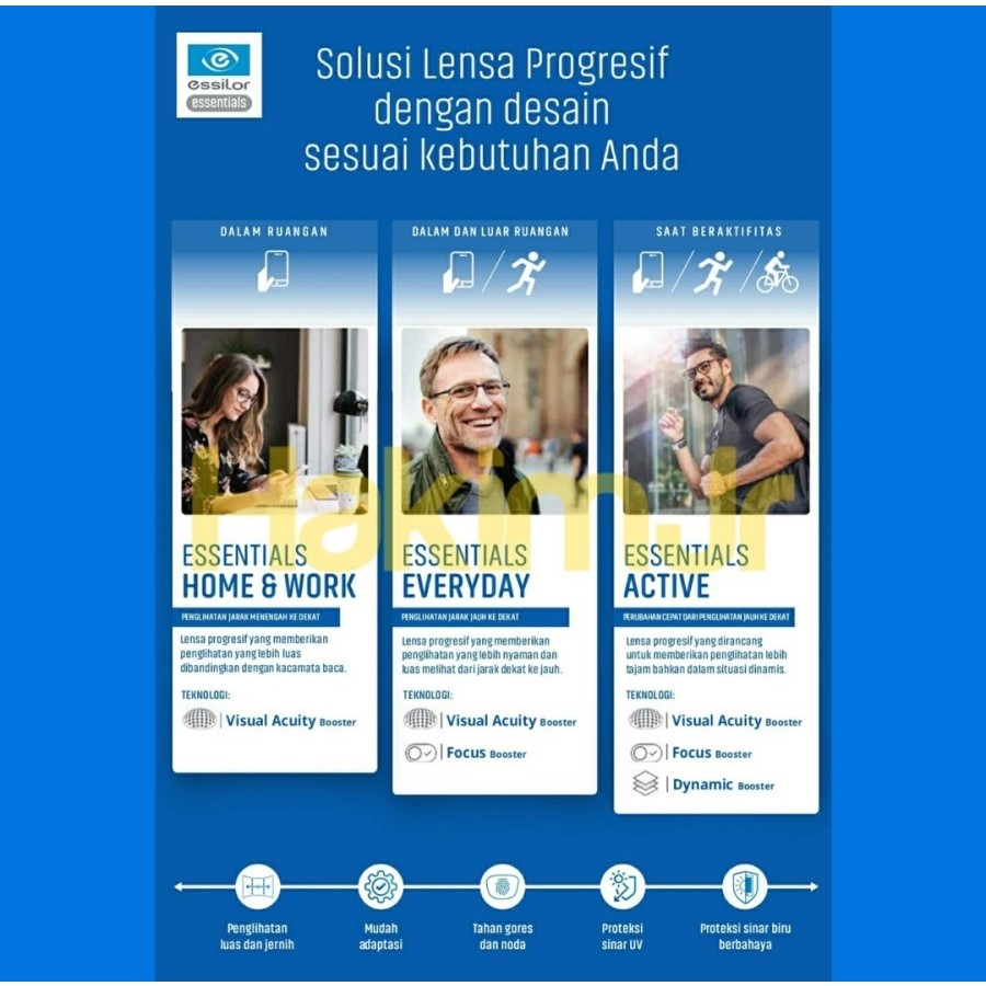 Lensa Essilor Progresif Essentials Everyday Light Adapt Grey Day & Night