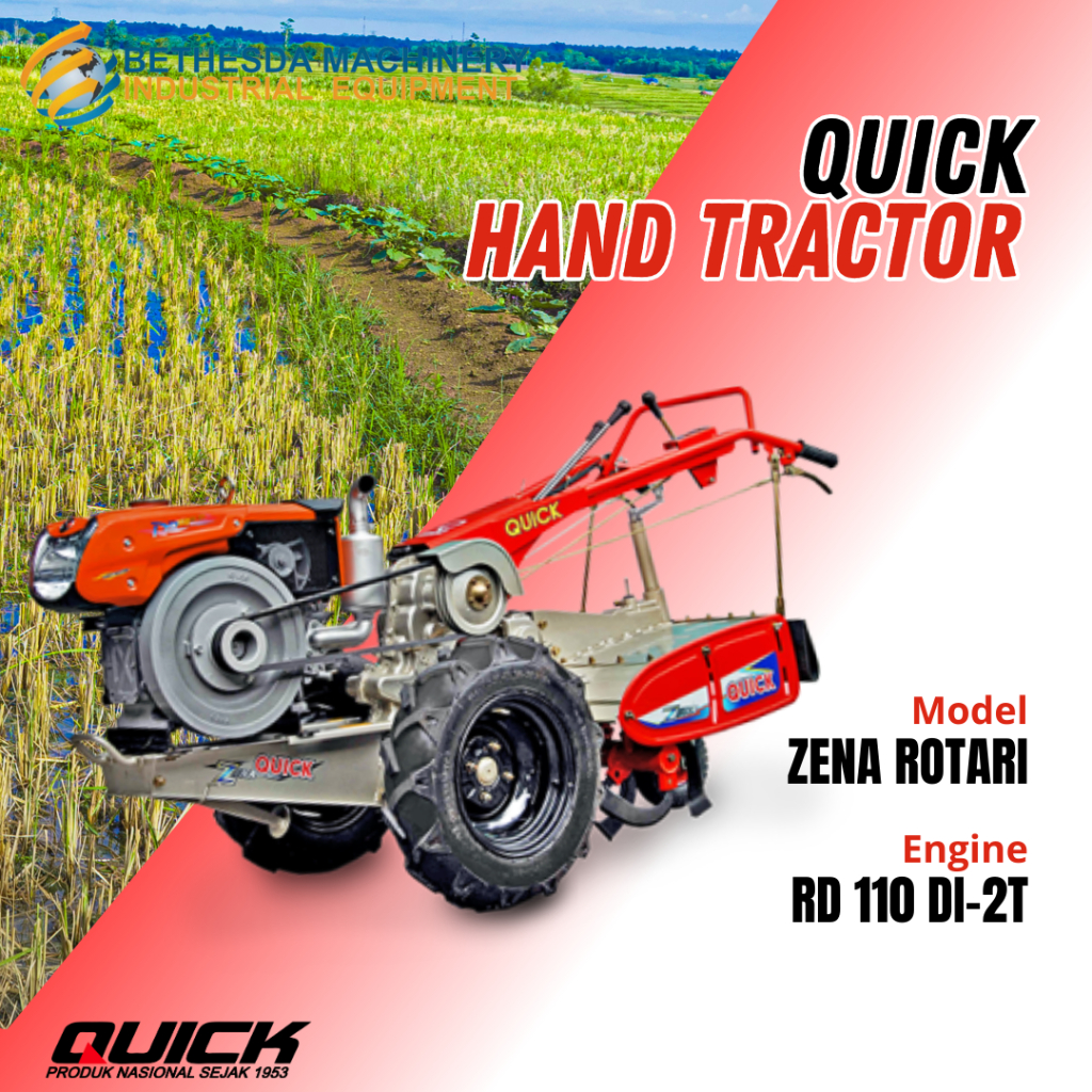 Traktor Mesin Bajak Tanah QUICK Zena Rotari Kubota RD 110 DI-2T