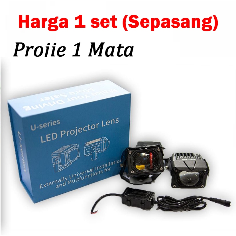 Projie 1 Mata Lens LED Projector Double Color Lens U-Series/Lampu Mini Projie/Cree/Foglamp Tembaksor