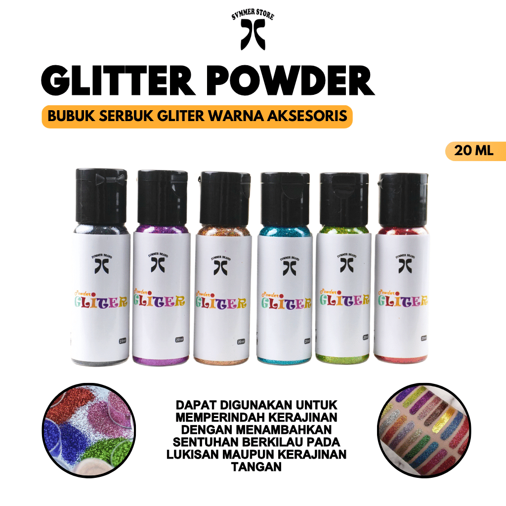 

Glitter Powder DIY Art Bubuk Serbuk Gliter Warna 20 gr Dekorasi Resin Sablon Slime Streofoam Wedding