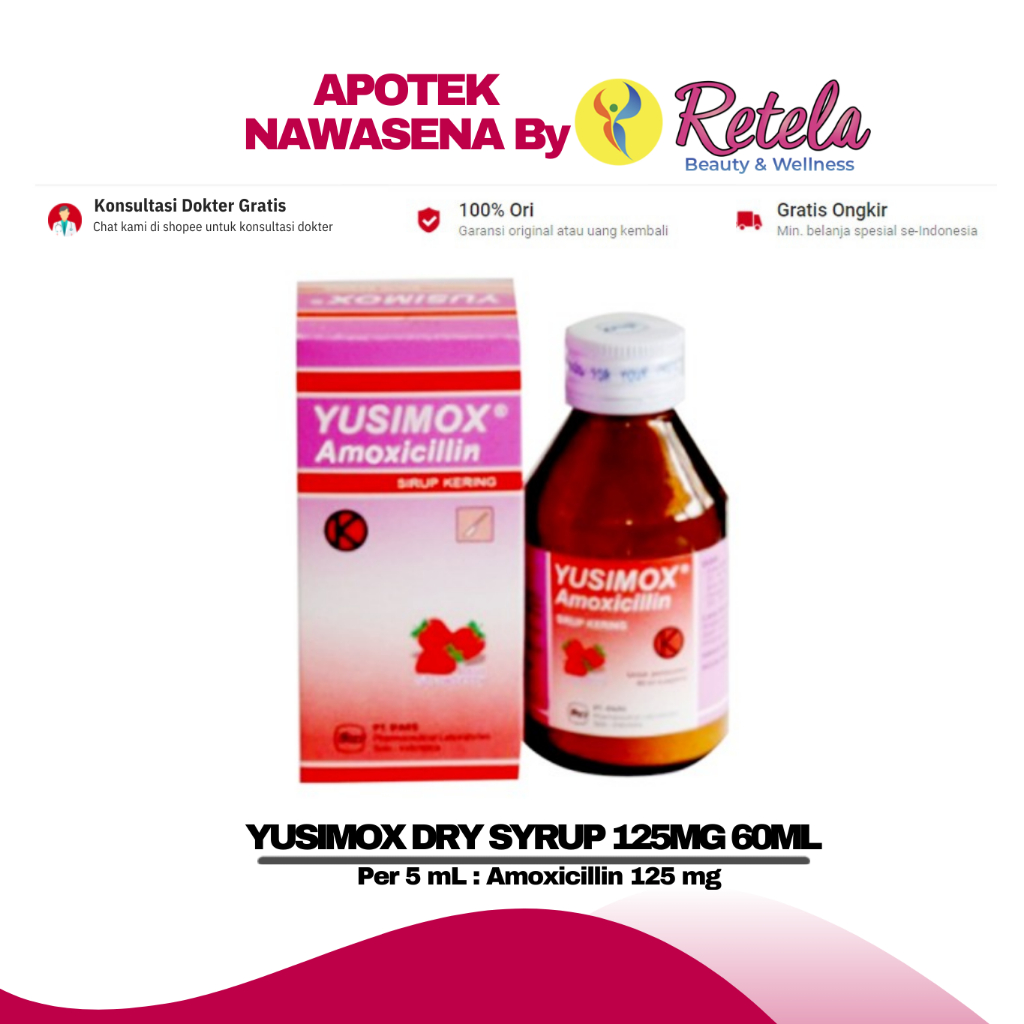 YUSIMOX DRY SYR 125MG 60ML ( Per 5 mL : Amoxicillin 125 mg )