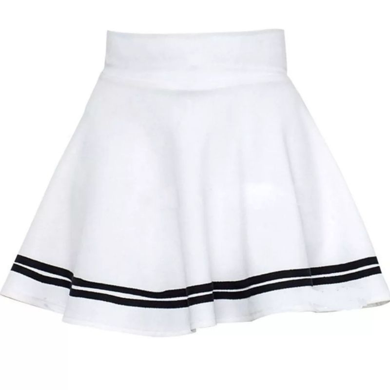 Rok Mini List Putih Hitam Korean Style / Rok Pendek Olahraga GYM Senam Zumba Jogging Running YOGA Ro