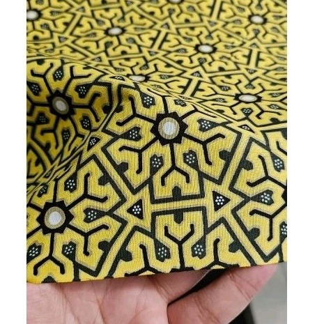[GULUNGAN] bahan kain batik kuning hijau lebar 115 cotton katun seragam sekolah