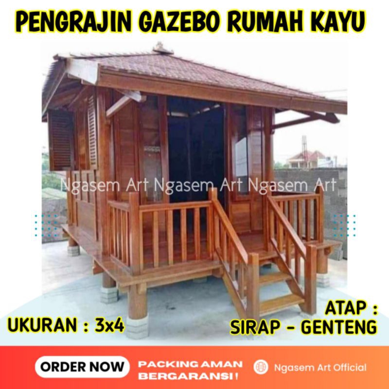 GAZEBO RUMAH KAYU JATI 3X4 | GASEBO MUSHOLA