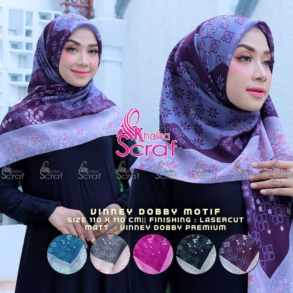 Hijab segi empat wafle motif MESSA laser cut premium kerudung terkini khalisa scraf