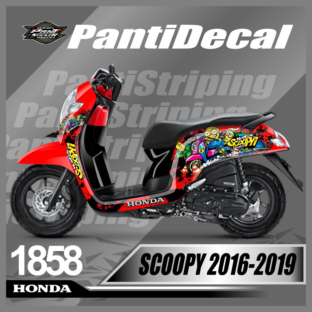 Decal Sticker Scoopy New Fullbody Tema Minions laminasi/lapisan GLOSY mengkilat DOFF kasar kulit jer
