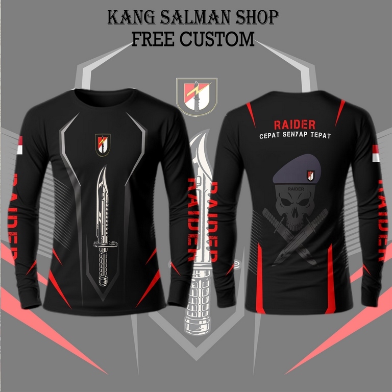 kaos jersey raider lengan panjang / TNI AD terbaru baju olahraga bahan preimum harga terjangkau kaos