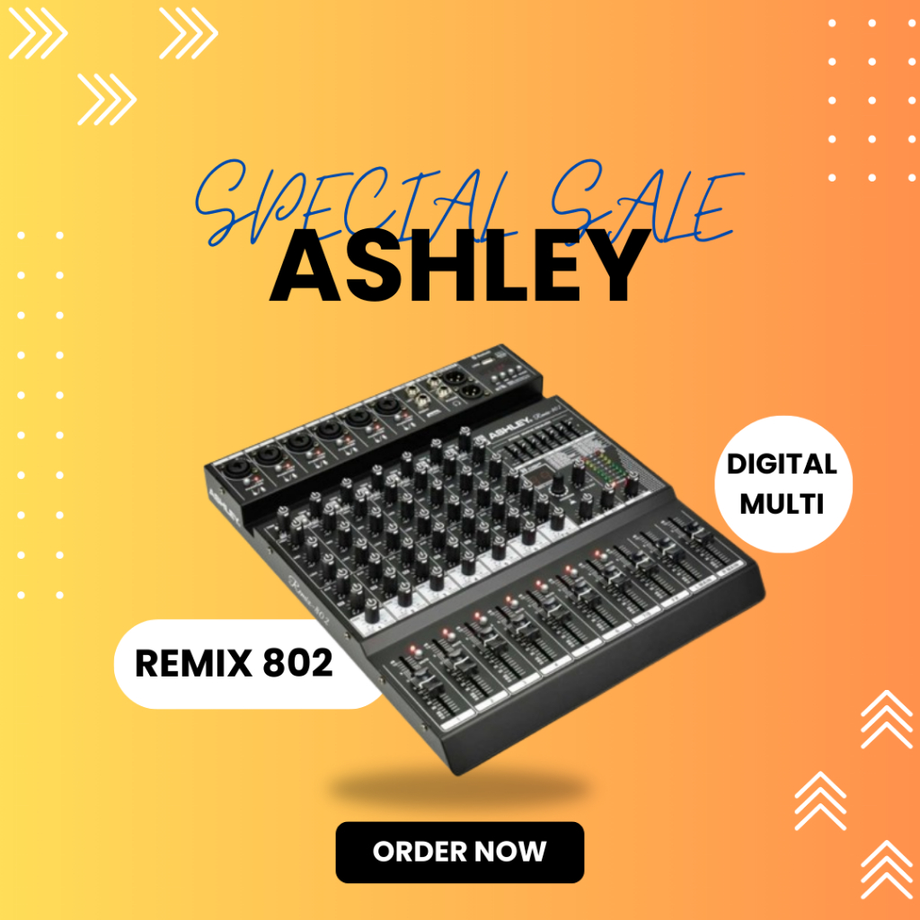 MIXER AUDIO ASHLEY REMIX 802 / REMIX-802 / REMIX802 8 CHANNEL BLUETOOTH USB GARANSI REMSI ASHLEY