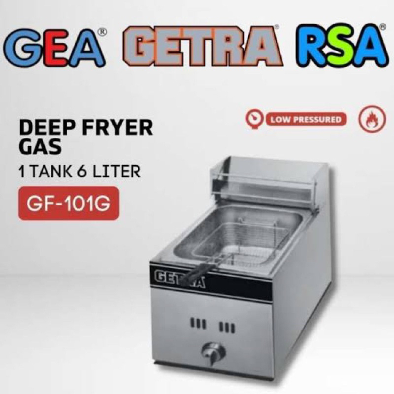 GETRA Gas Deep Fryer GETRA GF 101G GEA Deep Fryer Getra / GF 101 G GETRA Penggorengan 1 Tungku 6 Lit