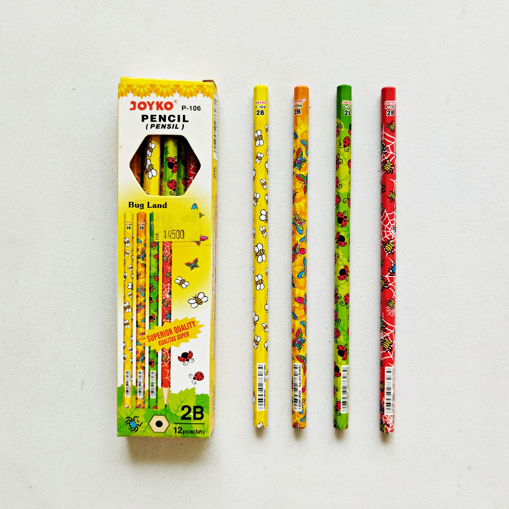 

ANNYEONG HASEYO GIFT SHOP | Pensil Joyko P-106 2B Bug Land 1 Box Isi 12 Pcs | Pencil for Computer | Pensil untuk Komputer isi 12 Buah
