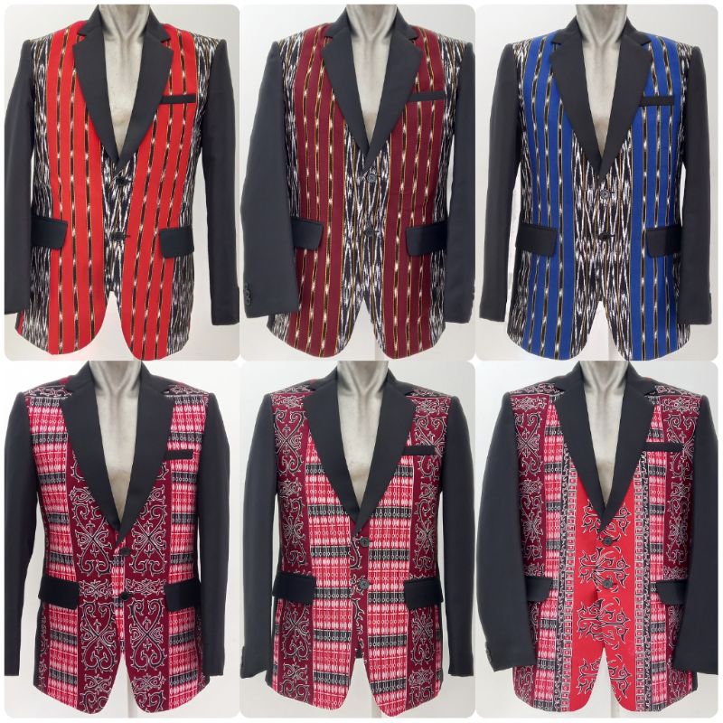 Jas formal ulos tobu, gorga/ Jas ulos Sumatera / Jas batik ulos Sumatera kombinasi hitam