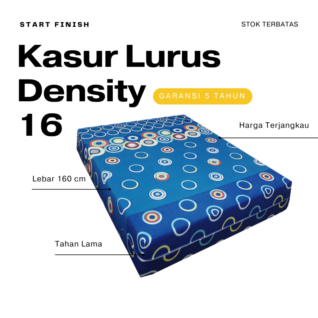 KASUR BUSA LURUS D16 Ukuran 200 x 160 Tebal 15 dan 20cm | Kasur Lantai Busa Garansi 5 Tahun | Kasur 