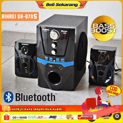 Speaker bluetooth Rinrei Salon Aktif Multi Media 2 in 1 Speaker Fitur Radio FM SD Card USB SR-878 S 