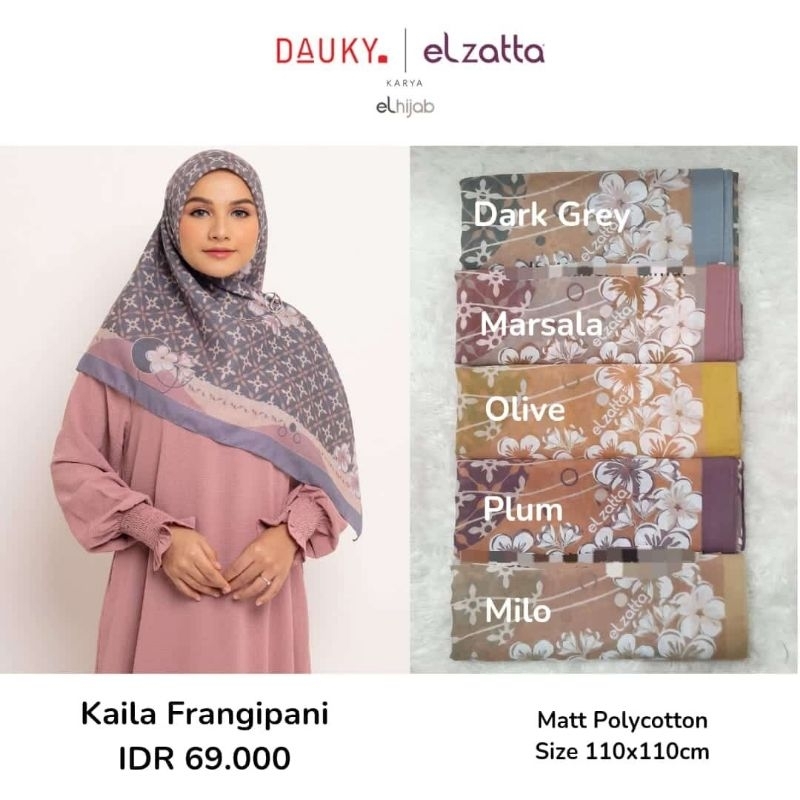 hijab segi empat motif kaila frangipani elzatta