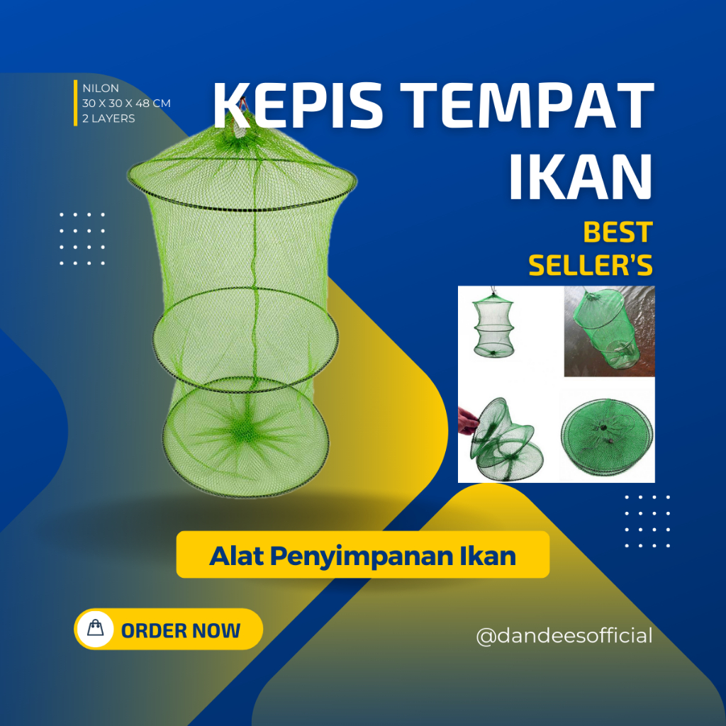 Kepis Tempat Ikan Memancing Panjang 48cm Lebar 30cm Bahan Nilon
