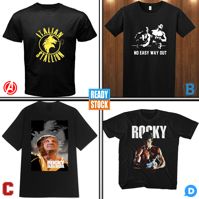 Kaos Rocky Balboa Tshirt Casual 100% Cotton