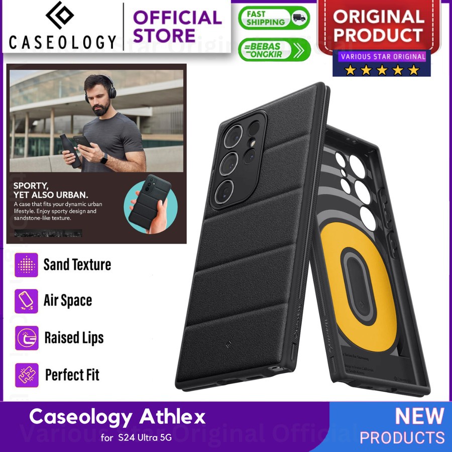 ORIGINAL Case Samsung Galaxy S24 Ultra 5G 2024 Caseology Athlex Armor Casing ACTIVE BLACK Hybrid