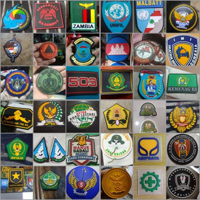 patch rubber logo costum - pembuatan logo desain sendiri - ( minimal order 50 biji ) - tempelan kare