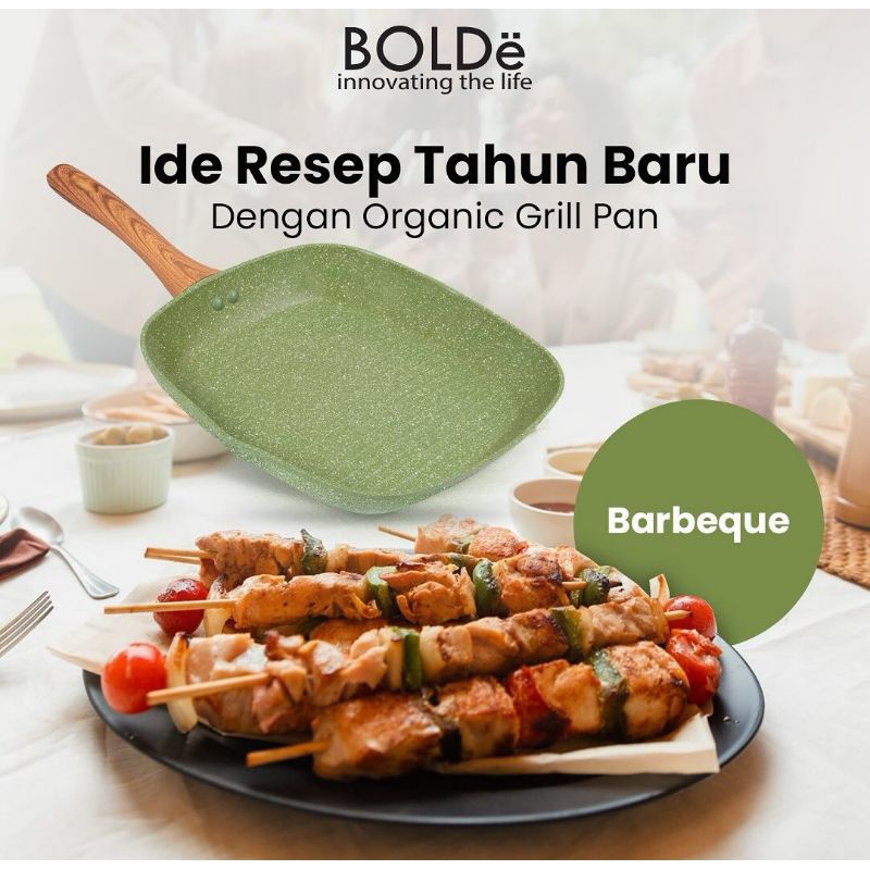 Organic Green Grill Pan 28 cm (Panci Panggang Anti Lengket) Original BOLDe