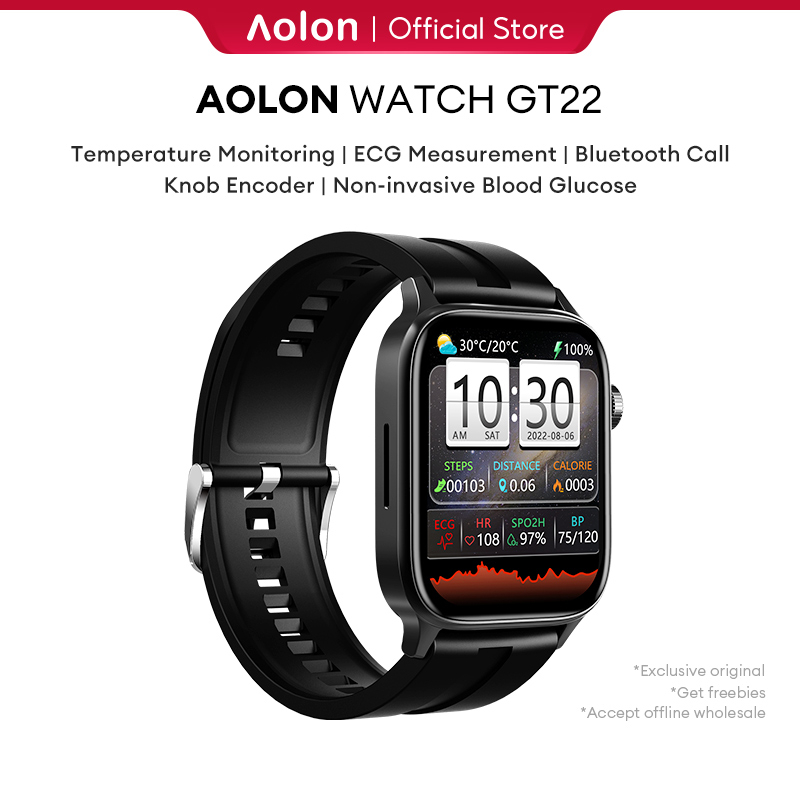 Aolon GT22 Medical Smartwatch | Blood Sugar | ECG Electrocardiogram | Heart Rate Blood Oxygen Monitor | GPS Track | Jam Tangan Pria Wanita Sports Fitness Watch IP68 Waterproof Smartwatch
