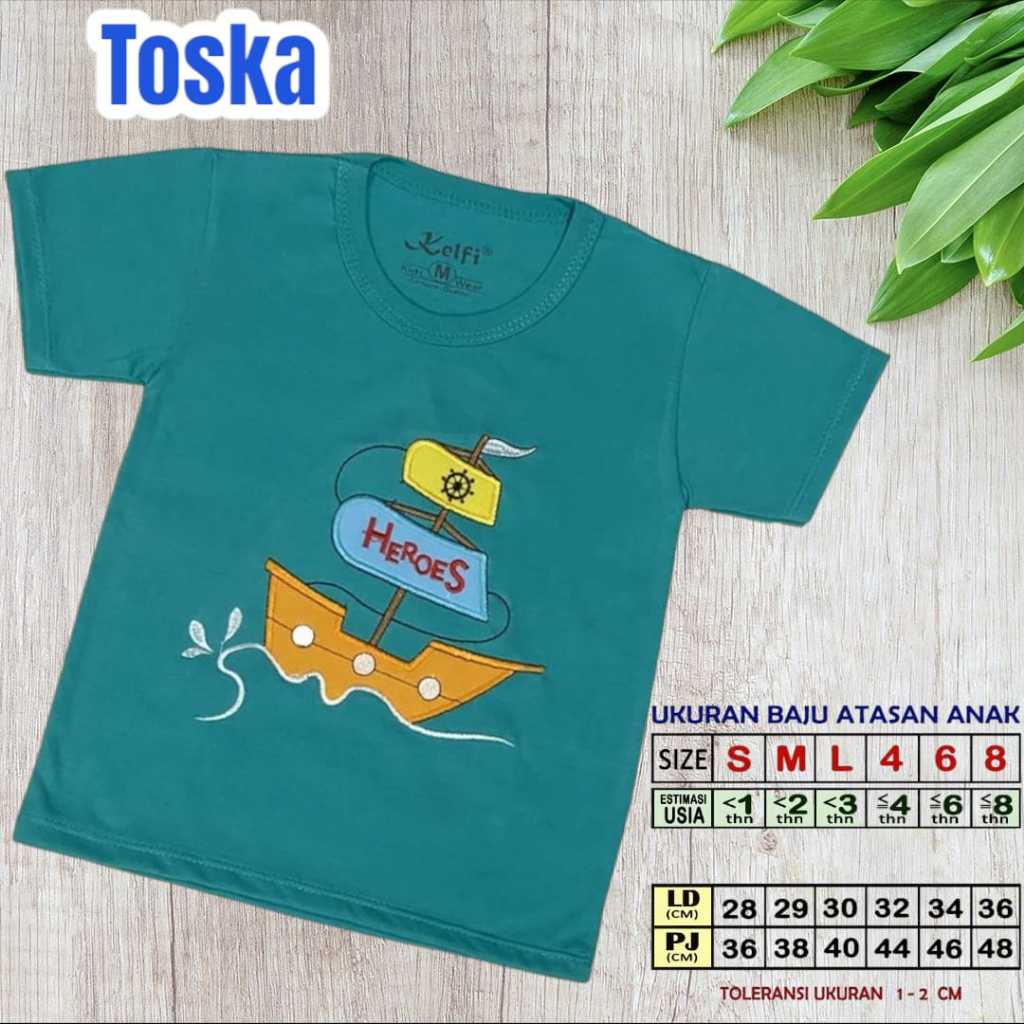 Kaos Anak Laki - Laki Lengan Pendek Motif Bordir Bahan Katun Premium Brand Lokal Kelfi Fashion