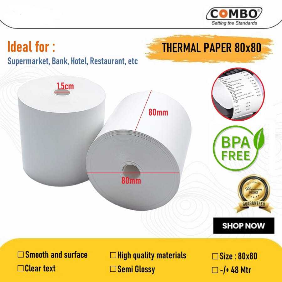 

Kertas Struk Kasir Thermal 80x80 Bulk / Thermal Paper Roll 80 x 80B Combo