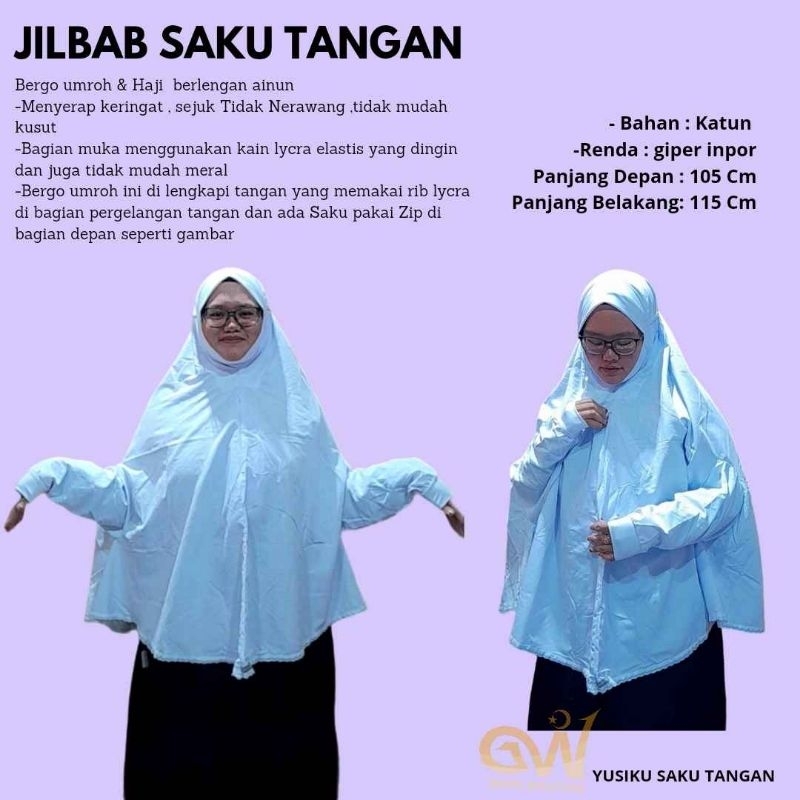 JILBAB PUTIH TANGAN HAJI UMROH/JILBAB PUTIH AINUN LENGAN/JILBAB HAJI UMROH
