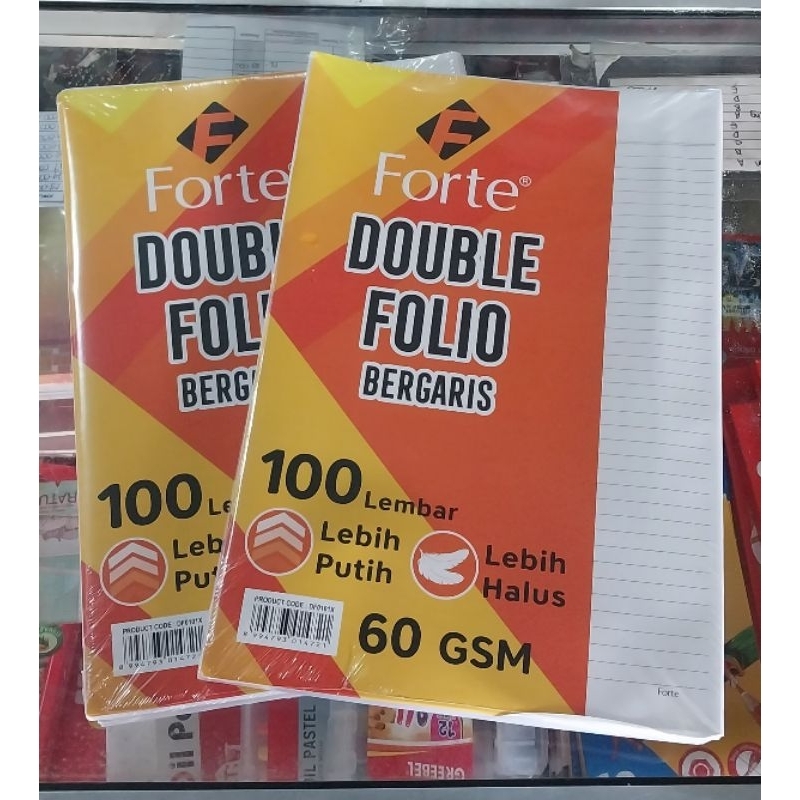 

KERTAS FOLIO GARIS F4 / DOBLE FOLIO FORTE & ELITE / ISI 100 & 200 LEMBAR