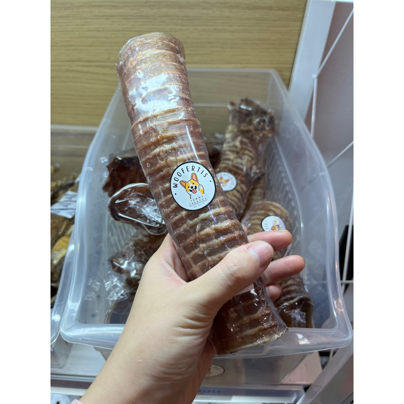 Woofertis Beef Trachea Tenggorokan Sapi Chew Snack Dental Bersihkan Gigi Anjing