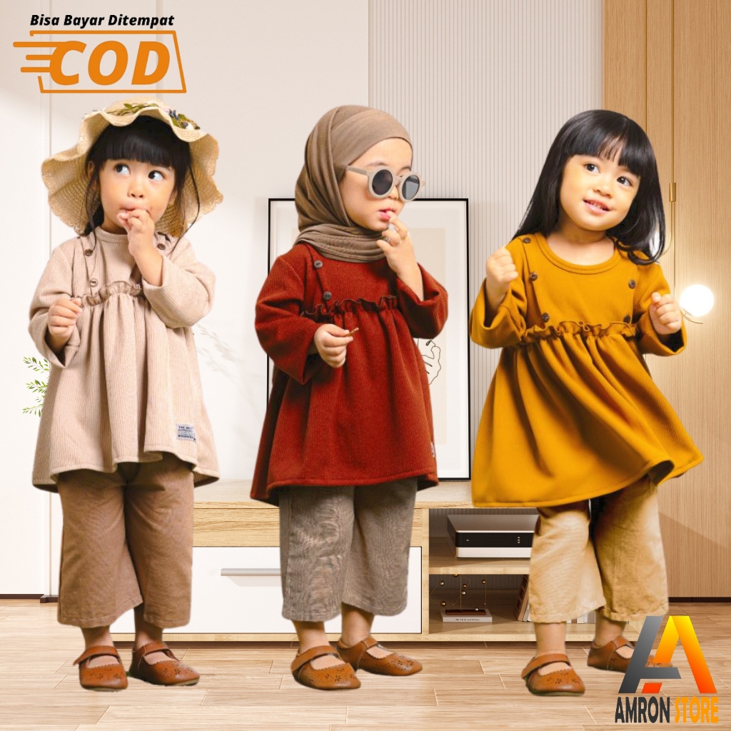 Baju Setelan Anak Perempuan Umur 1 2 3 4 5 Tahun Kualitas Terbaik Model Terbaru Lebaran Aira Series